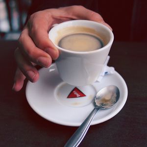 Превью обои кофе, эспрессо, чашка, рука