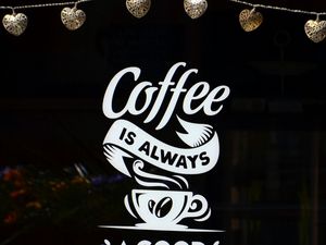 Превью обои кофе, идея, слова, надпись, позитив, витрина