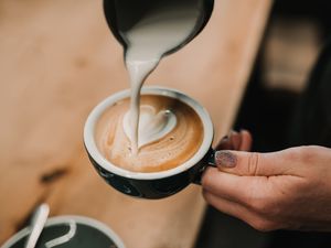 Превью обои кофе, капучино, чашка, молоко, напиток