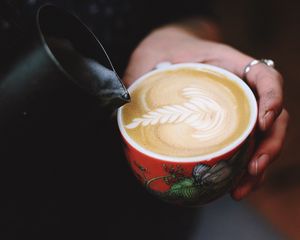 Превью обои кофе, капучино, узор, молоко