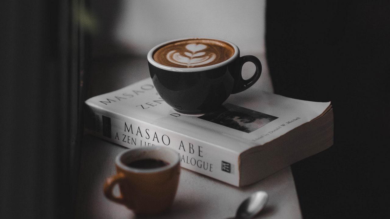 Обои кофе, книга, подоконник, уют, чтение