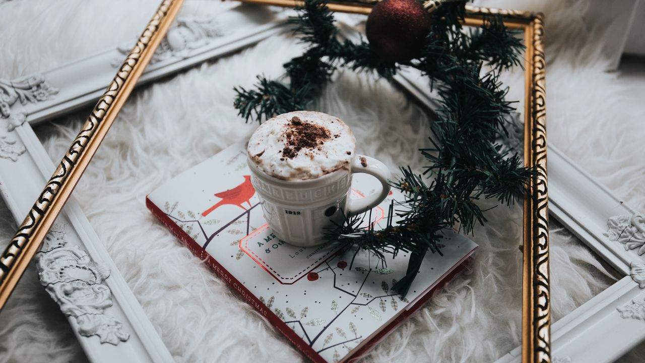 Обои кофе, латте, шоколад, блокнот, рождество