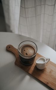 Превью обои кофе, молоко, стакан, напиток, пенка