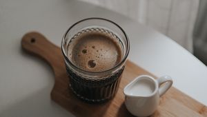 Превью обои кофе, молоко, стакан, напиток, пенка