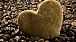 Превью обои кофе, сердце, печенье, любовь