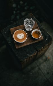 Превью обои кофе, вода, чашки, напитки