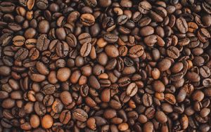 Превью обои кофе, зерна, коричневый, макро