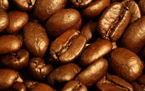Превью обои кофе, зерна, коричневый, макро, кофеин