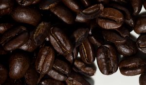 Превью обои кофейные зерна, кофе, коричневый, макро, зерна, темный