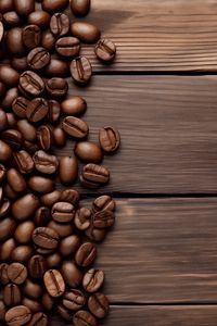 Превью обои кофейные зерна, кофе, зерна, дерево, коричневый