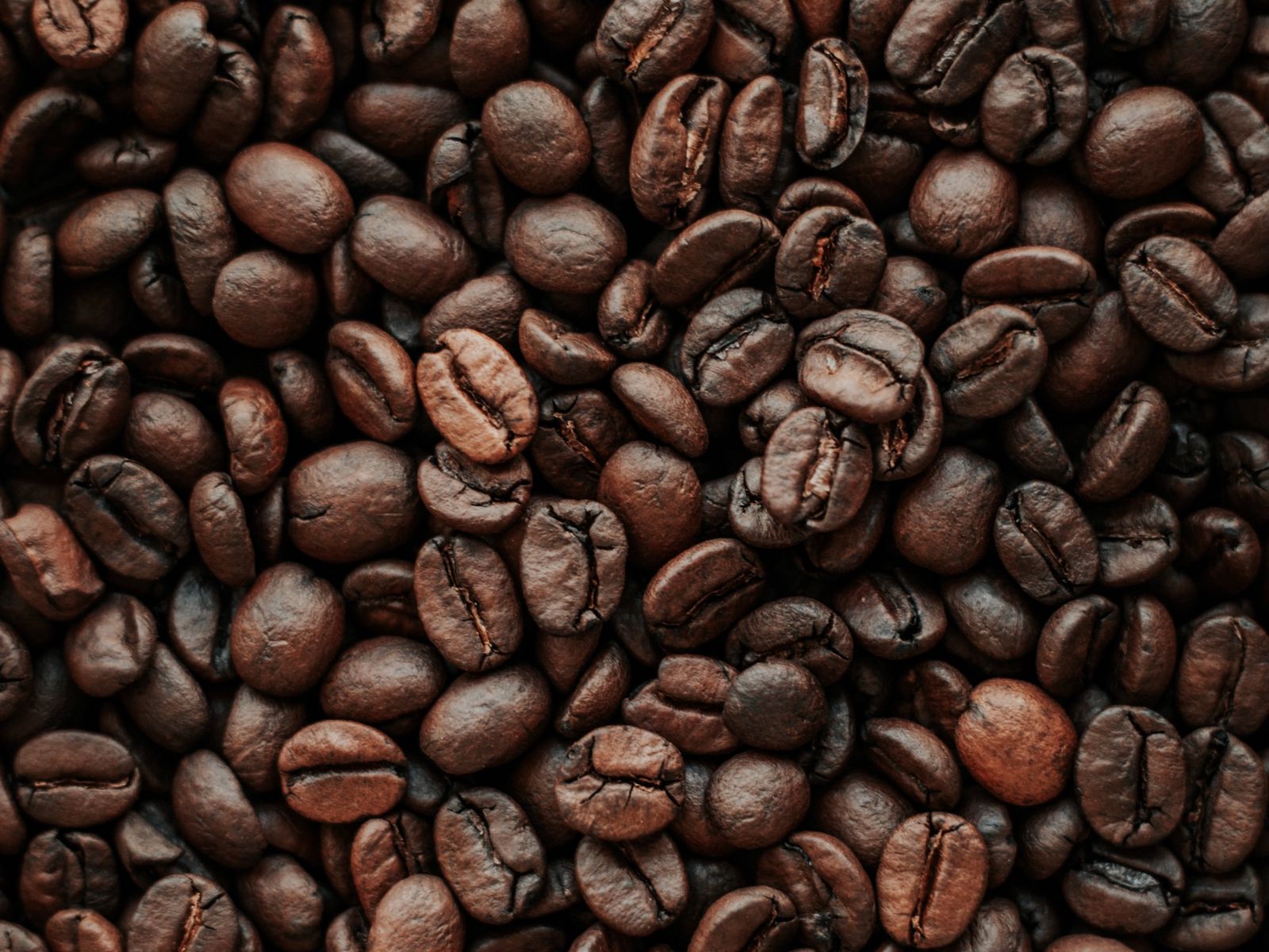 Скачать 1600x1200 кофейные зерна, кофе, зерна, обжарка, макро, коричневый  обои, картинки стандарт 4:3