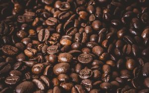 Превью обои кофейные зерна, зерна, коричневый, макро, кофе