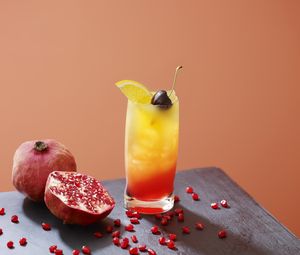 Превью обои коктейль, лед, фрукты, напиток, стакан