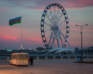 Превью обои колесо обозрения, аттракцион, город