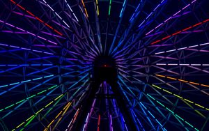 Превью обои колесо обозрения, разноцветный, подсветка