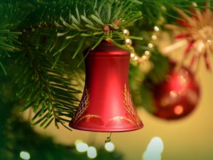 Превью обои колокольчик, новый год, рождество, новогоднее украшение, елка