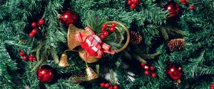 Превью обои колокольчики, снеговик, елка, украшения, новый год, рождество