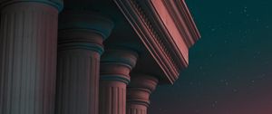 Превью обои колонны, архитектура, античный, темный, ночь