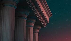 Превью обои колонны, архитектура, античный, темный, ночь