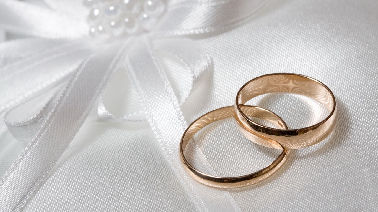 Обои кольца, платье, обручальный, пара, свадьба