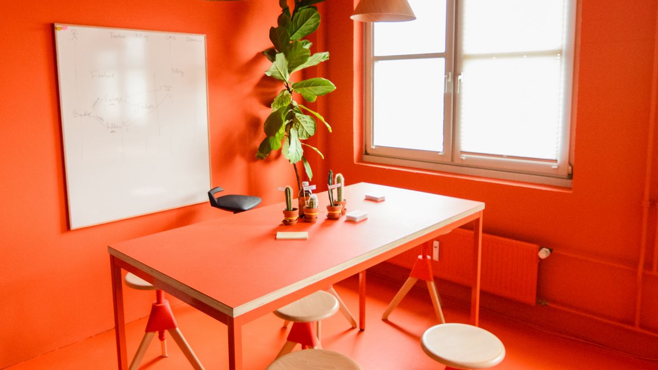 Обои комната, офис, интерьер, дизайн, оранжевый