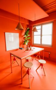 Превью обои комната, офис, интерьер, дизайн, оранжевый