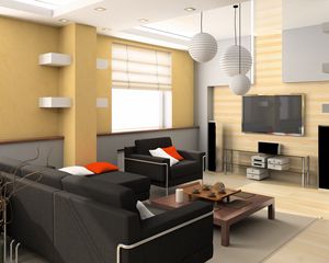 Превью обои комната, телевизор, диван, интерьер, дизайн
