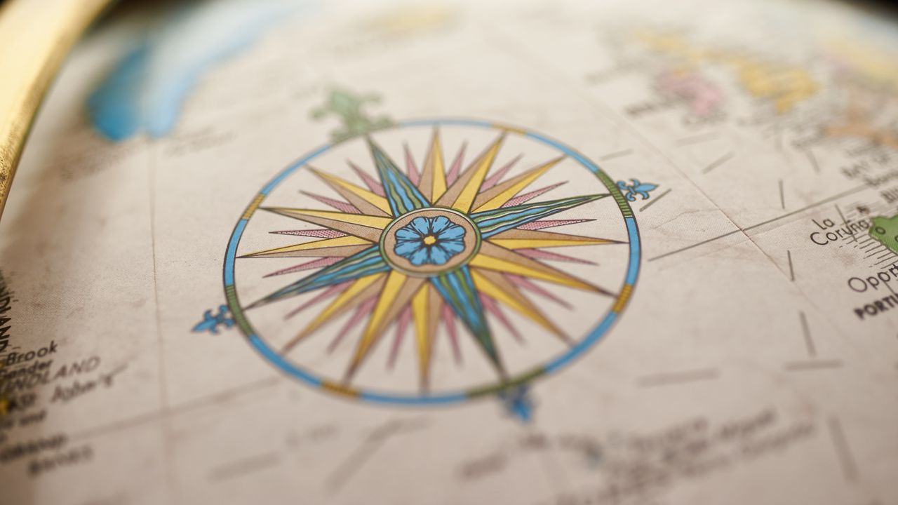 Обои компас, путешествие, карта мира