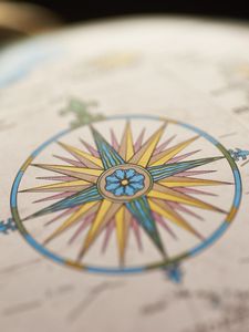 Превью обои компас, путешествие, карта мира