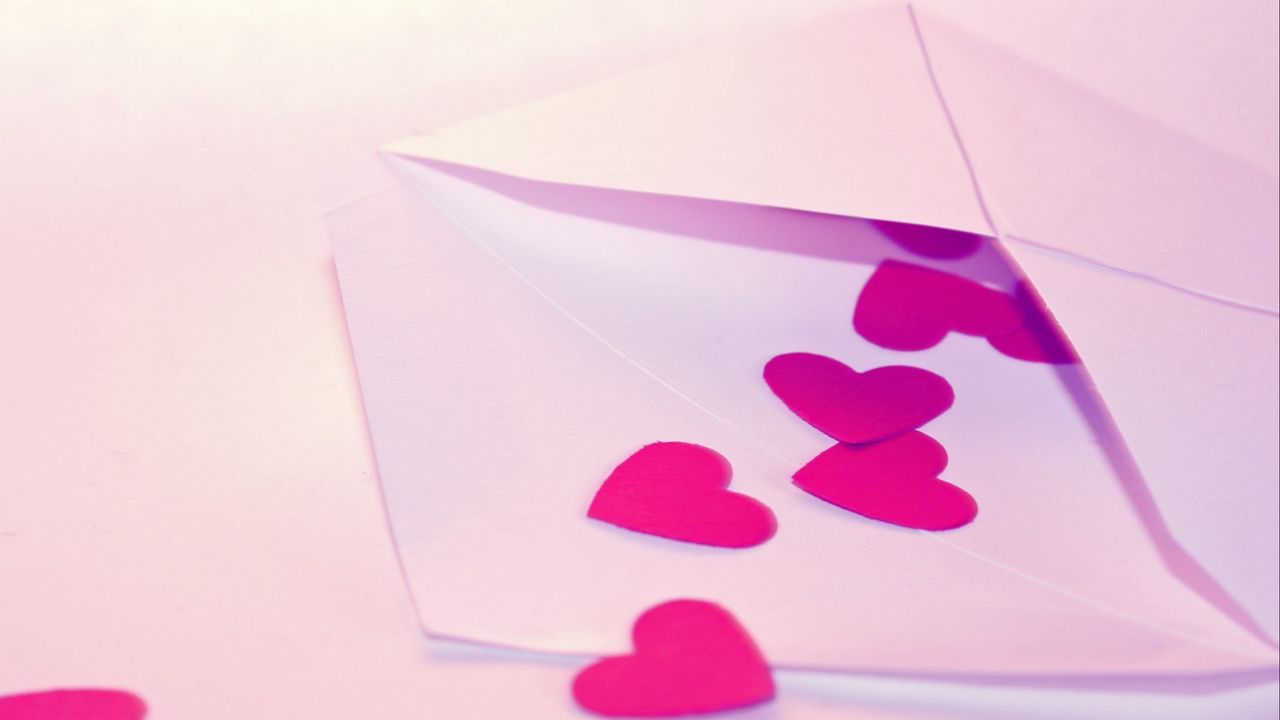 Обои конверт, сердца, бумага