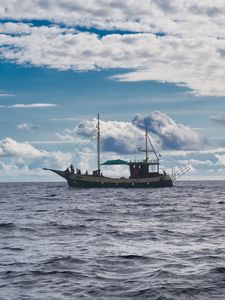 Превью обои корабль, море, волны, вода, путешествие