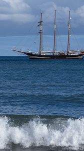 Превью обои корабль, парусник, море, волны, океан
