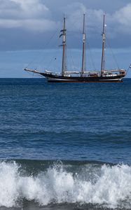 Превью обои корабль, парусник, море, волны, океан