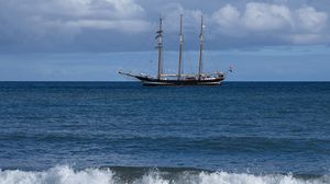 Превью обои корабль, парусник, море, волны, океан