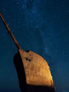 Превью обои корабль, старый, звездное небо