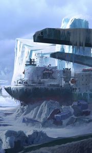 Превью обои корабль, замерзший, льдина
