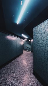 Превью обои коридор, неон, свет, архитектура