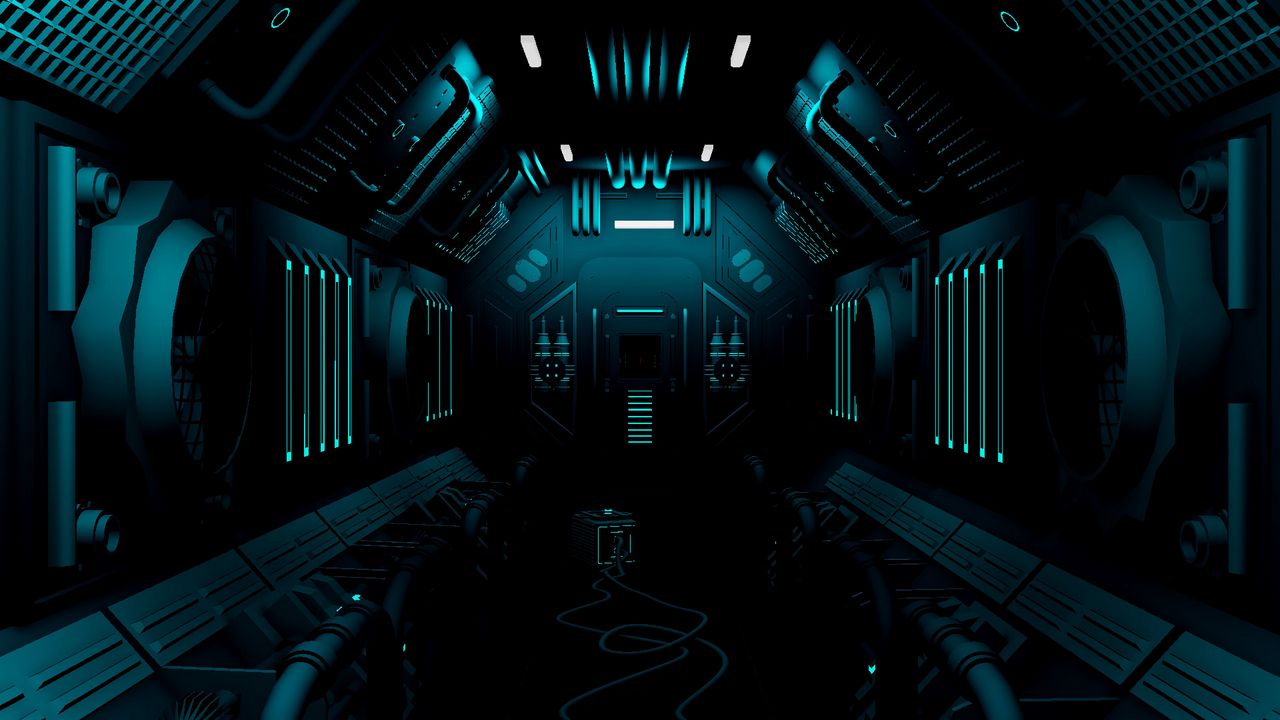 Обои коридор, темный, станция, sci-fi, арт