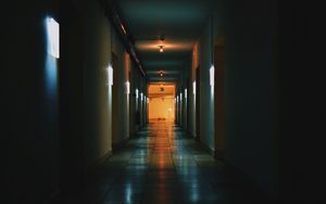Превью обои коридор, темный, здание, освещение