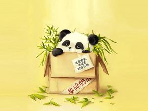 Превью обои коробка, панда, трава