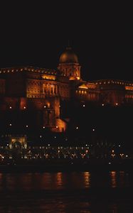 Превью обои королевский дворец, дворец, огни, венгрия, будапешт
