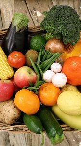 Превью обои корзина, овощи, фрукты, еда