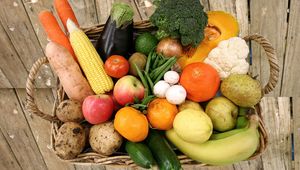 Превью обои корзина, овощи, фрукты, еда