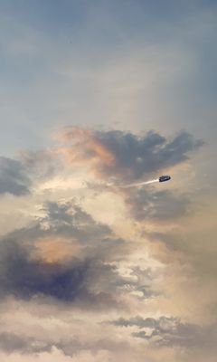 240x400 Обои космический корабль, облака, полет, арт