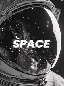 Превью обои космонавт, звезды, шлем, слово, space