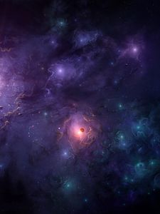 Превью обои космос, галактика, сияние, планеты, облака, звезды