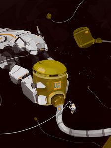 Превью обои космос, космонавт, космический корабль