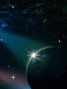 Превью обои космос, небо, планета, звезды, спутники