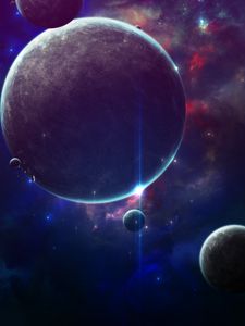 Превью обои космос, планеты, сияние, вспышка, вселенная