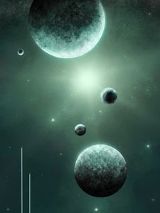 Превью обои космос, планеты, сияние, звезды, вселенная